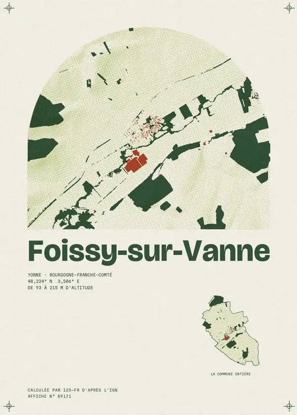Affiche de Foissy-sur-Vanne, calculée par 123-fr d'après l'IGN