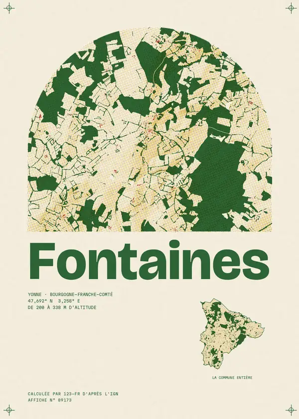 Affiche de Fontaines, calculée par 123-fr d'après l'IGN