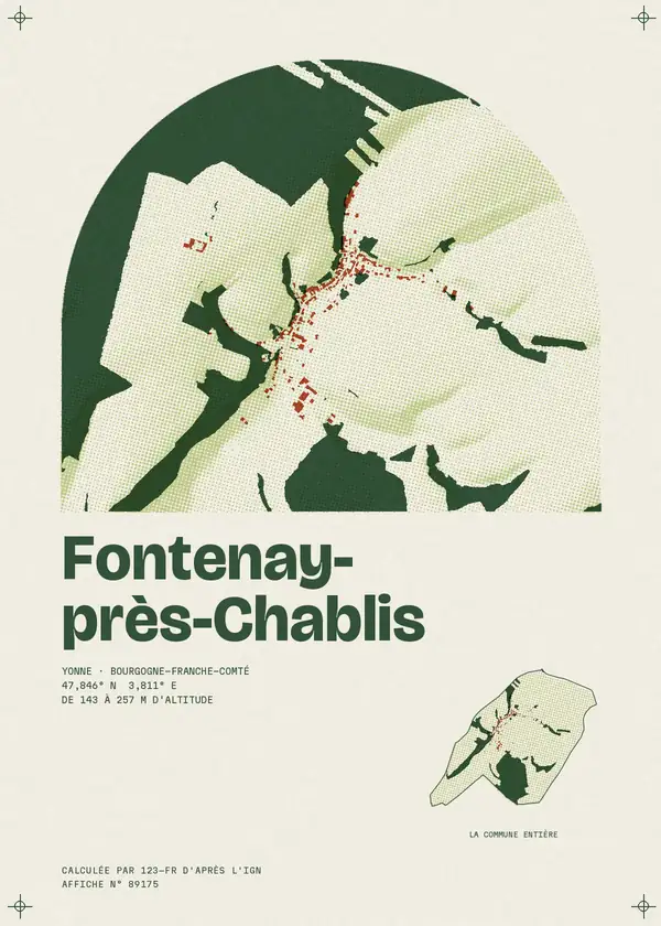 Affiche de Fontenay-près-Chablis, calculée par 123-fr d'après l'IGN