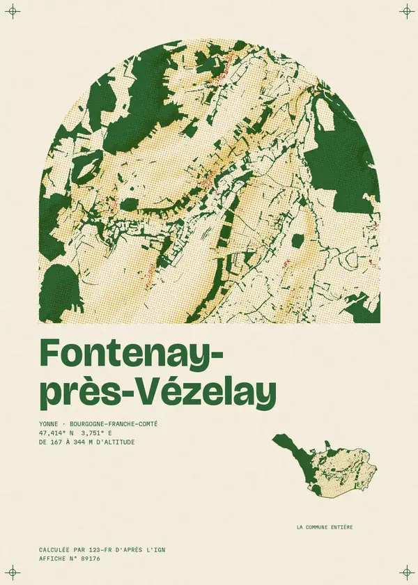 Affiche de Fontenay-près-Vézelay, calculée par 123-fr d'après l'IGN
