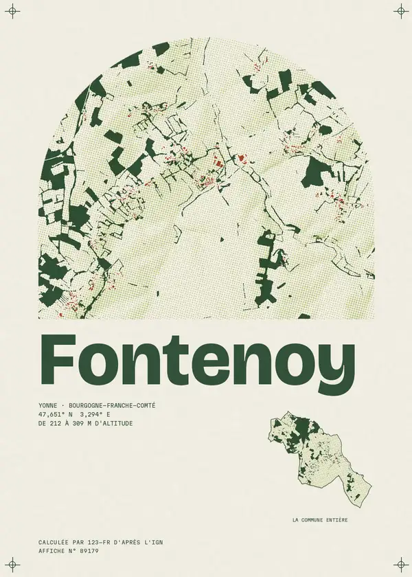 Affiche de Fontenoy, calculée par 123-fr d'après l'IGN