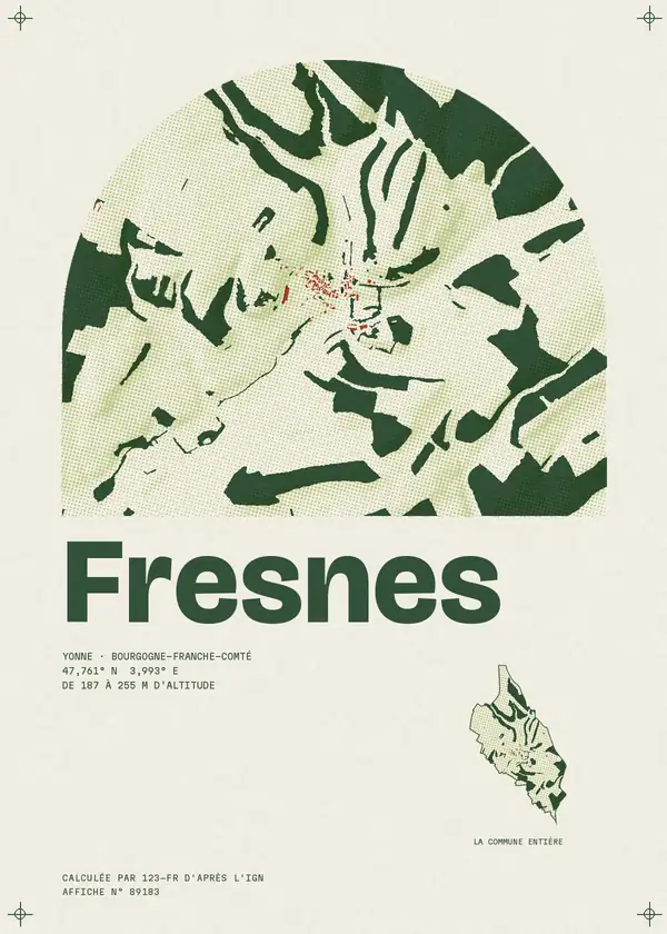 Affiche de Fresnes, calculée par 123-fr d'après l'IGN