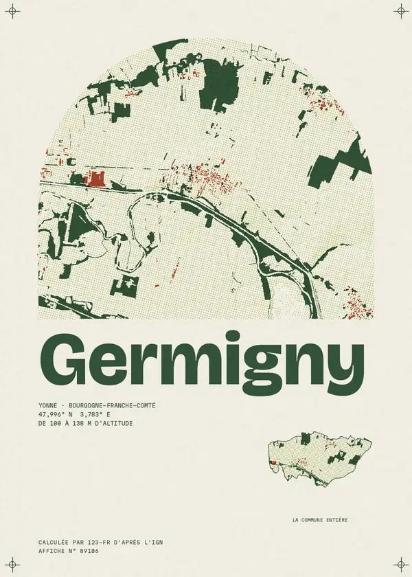 Affiche de Germigny, calculée par 123-fr d'après l'IGN