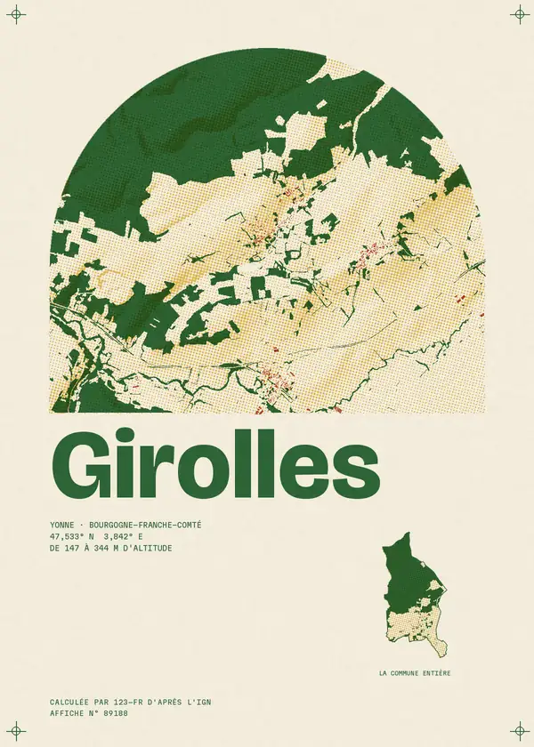 Affiche de Girolles, calculée par 123-fr d'après l'IGN