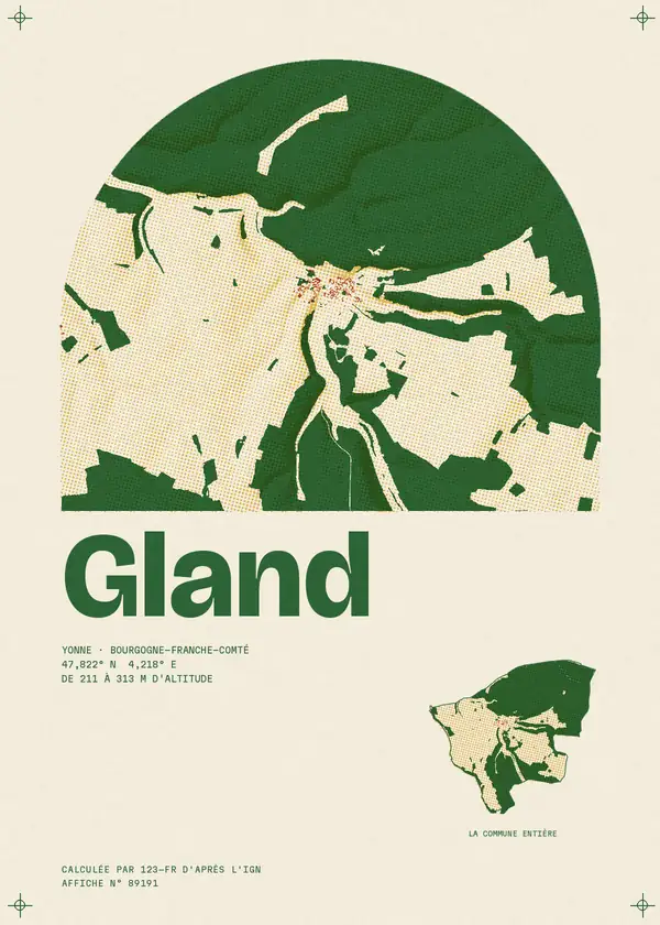 Affiche de Gland, calculée par 123-fr d'après l'IGN