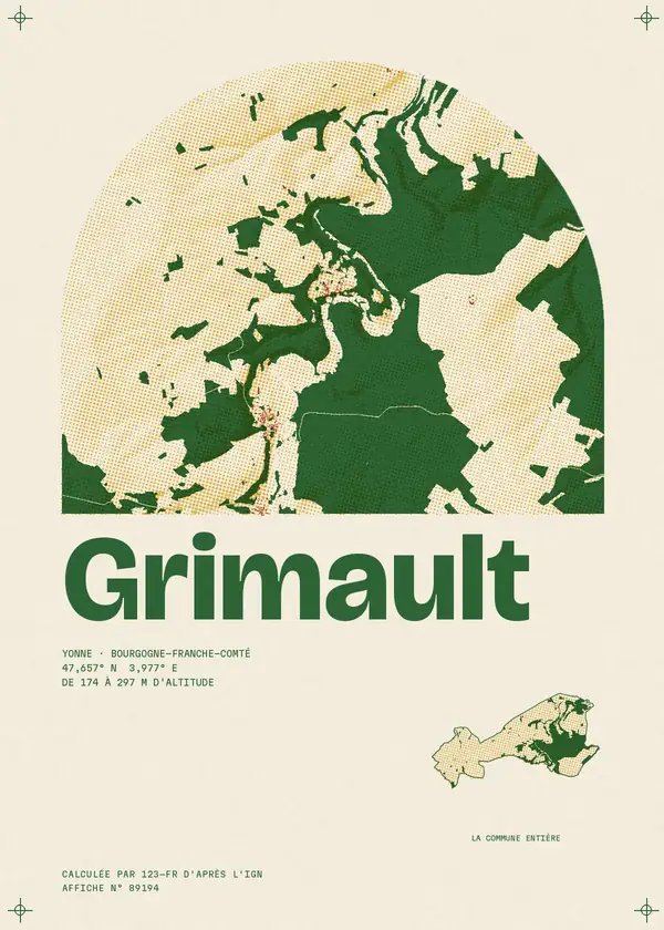 Affiche de Grimault, calculée par 123-fr d'après l'IGN