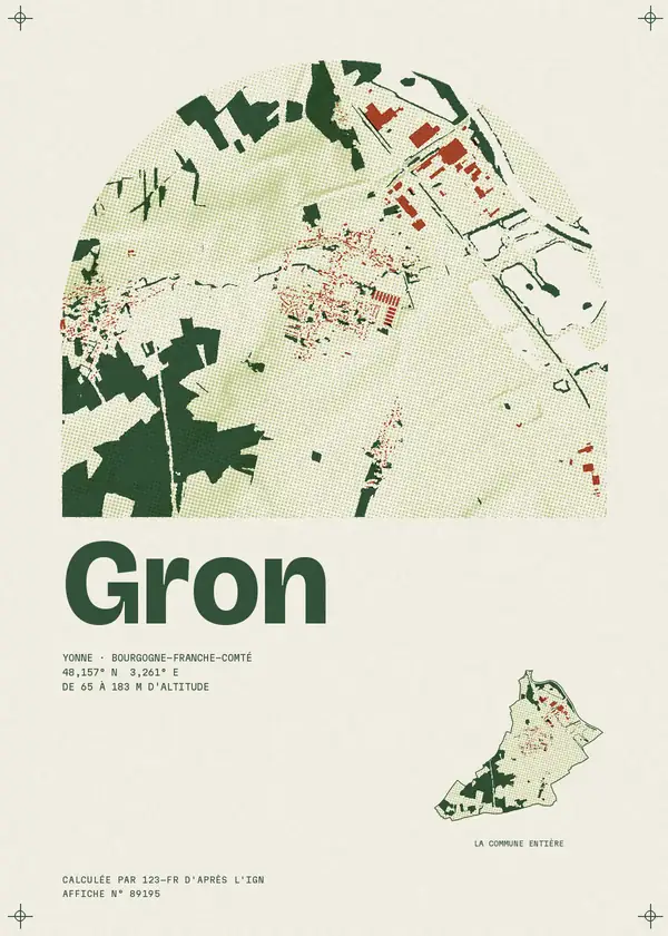 Affiche de Gron, calculée par 123-fr d'après l'IGN