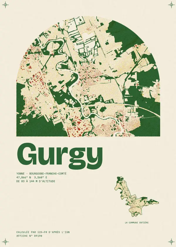 Affiche de Gurgy, calculée par 123-fr d'après l'IGN