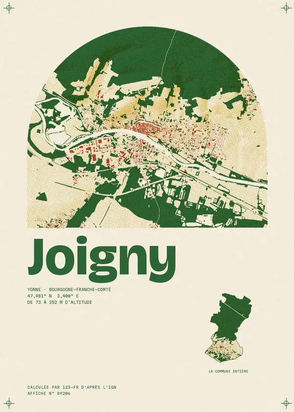 Affiche de Joigny, calculée par 123-fr d'après l'IGN