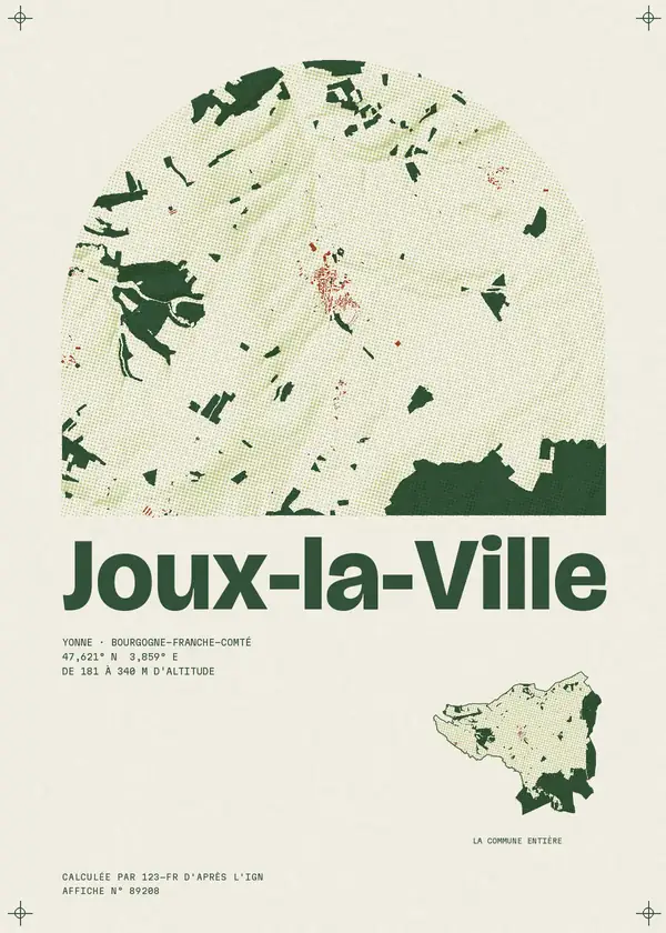 Affiche de Joux-la-Ville, calculée par 123-fr d'après l'IGN
