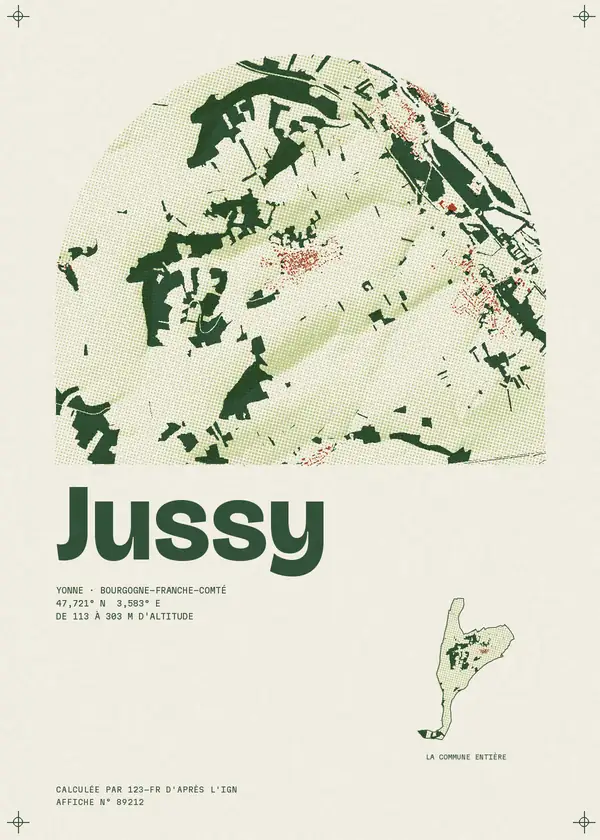 Affiche de Jussy, calculée par 123-fr d'après l'IGN