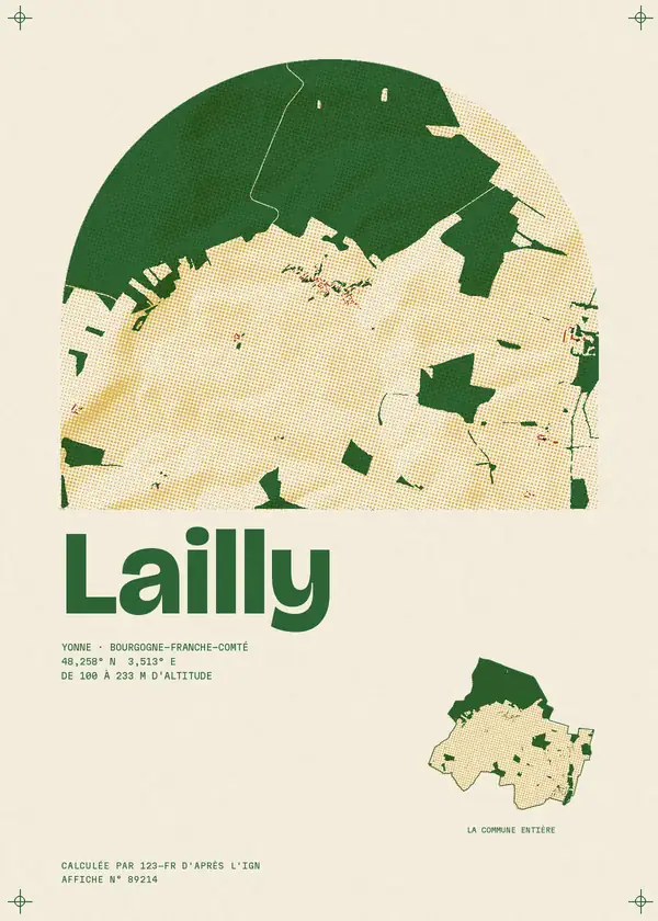 Affiche de Lailly, calculée par 123-fr d'après l'IGN