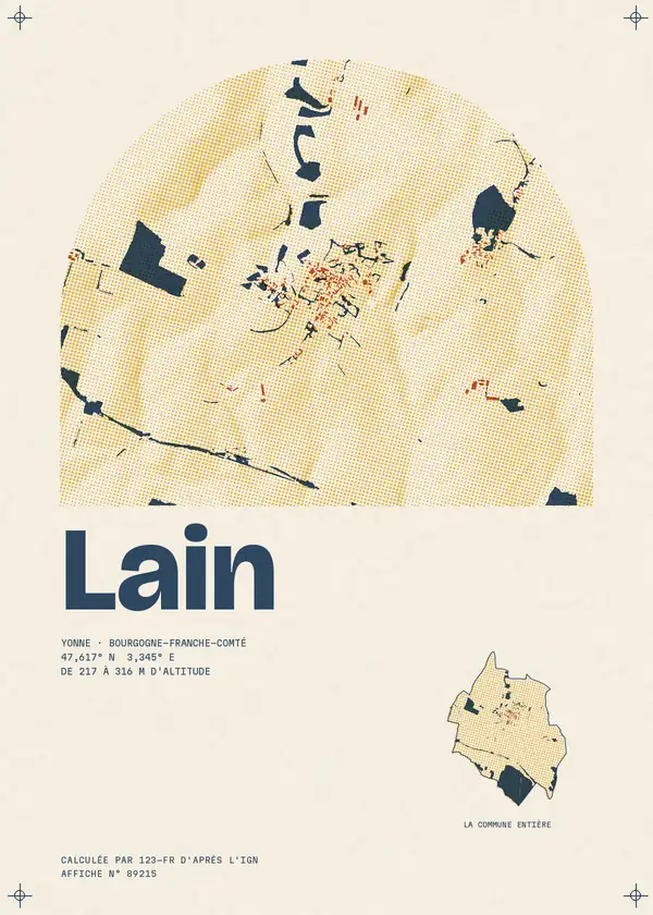 Affiche de Lain, calculée par 123-fr d'après l'IGN