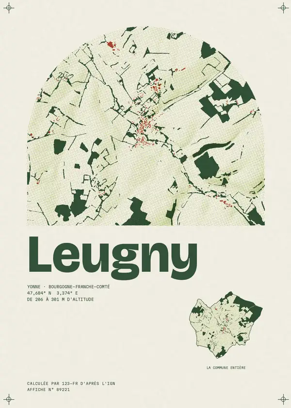 Affiche de Leugny, calculée par 123-fr d'après l'IGN