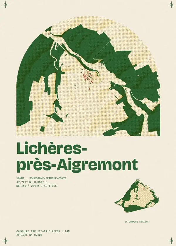 Affiche de Lichères-près-Aigremont, calculée par 123-fr d'après l'IGN