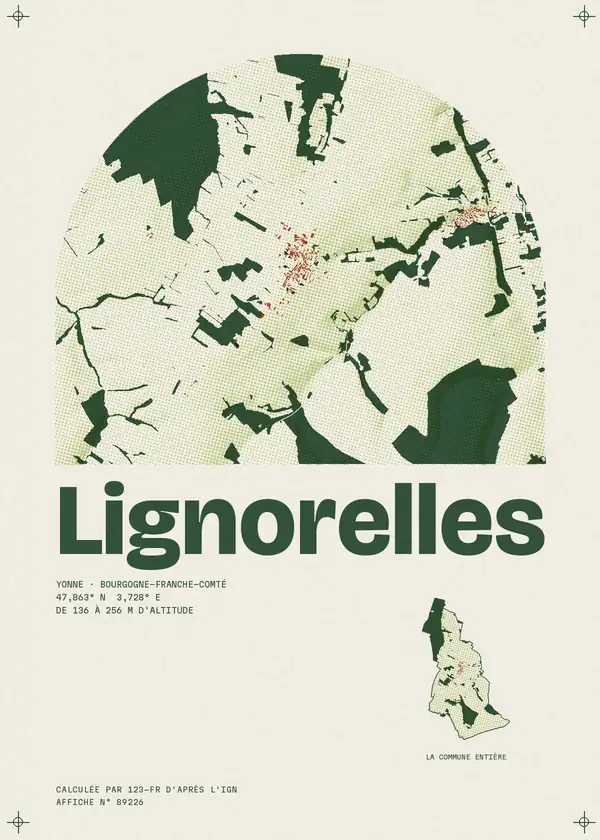 Affiche de Lignorelles, calculée par 123-fr d'après l'IGN