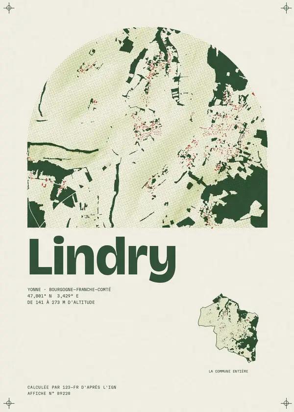 Affiche de Lindry, calculée par 123-fr d'après l'IGN