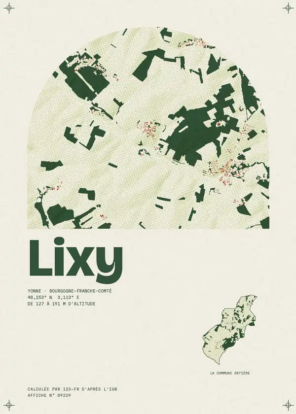 Affiche de Lixy, calculée par 123-fr d'après l'IGN