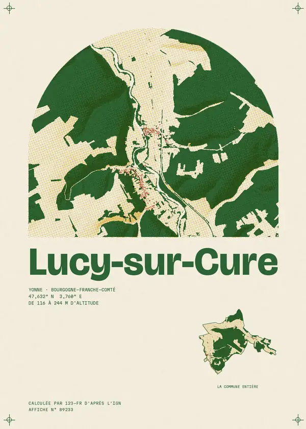 Affiche de Lucy-sur-Cure, calculée par 123-fr d'après l'IGN