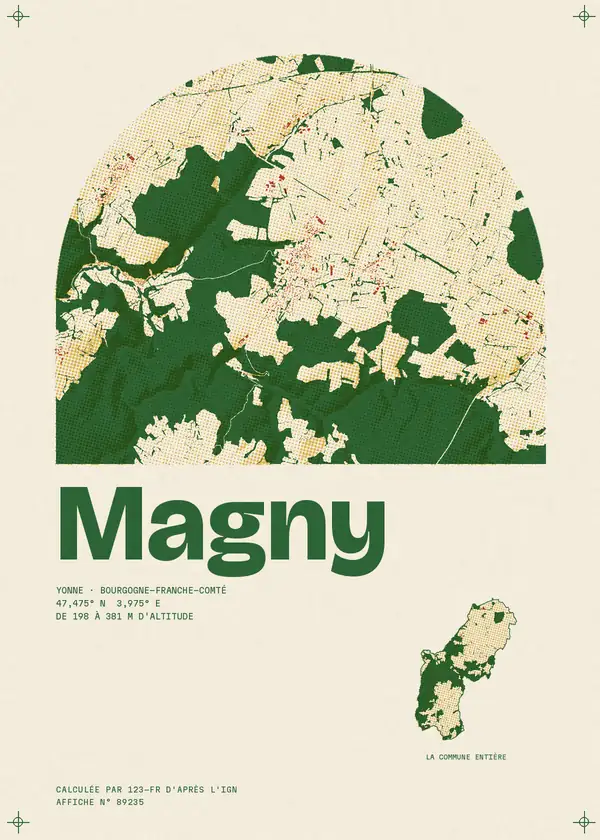 Affiche de Magny, calculée par 123-fr d'après l'IGN