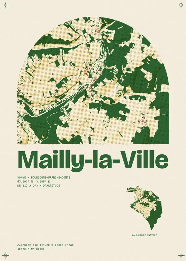 Affiche de Mailly-la-Ville, calculée par 123-fr d'après l'IGN