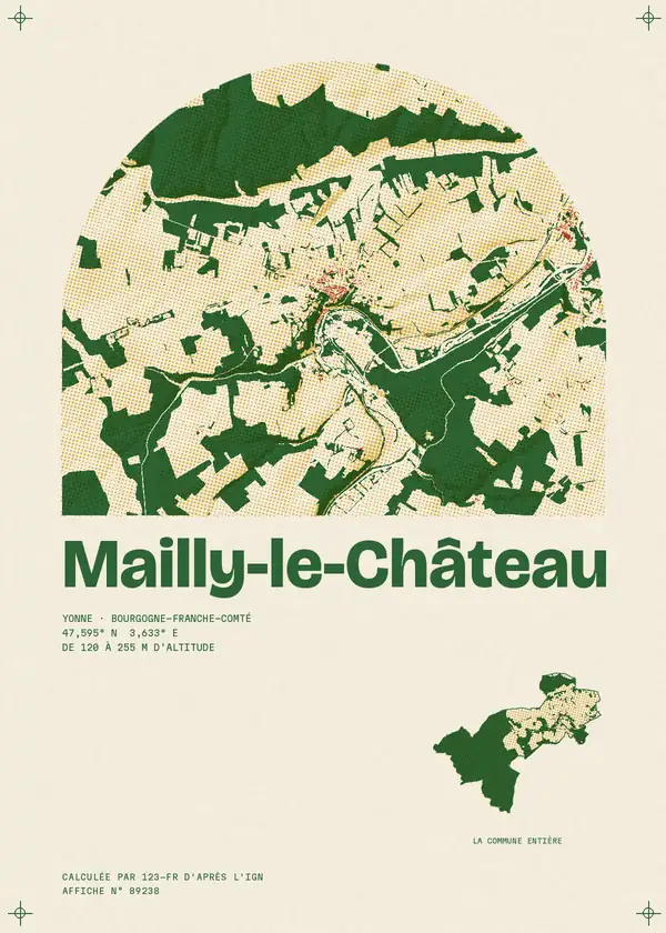 Affiche de Mailly-le-Château, calculée par 123-fr d'après l'IGN