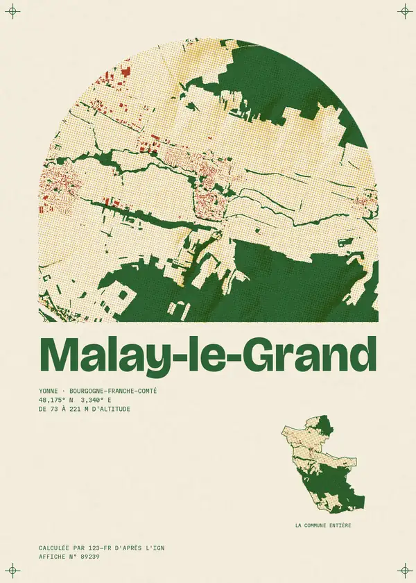 Affiche de Malay-le-Grand, calculée par 123-fr d'après l'IGN