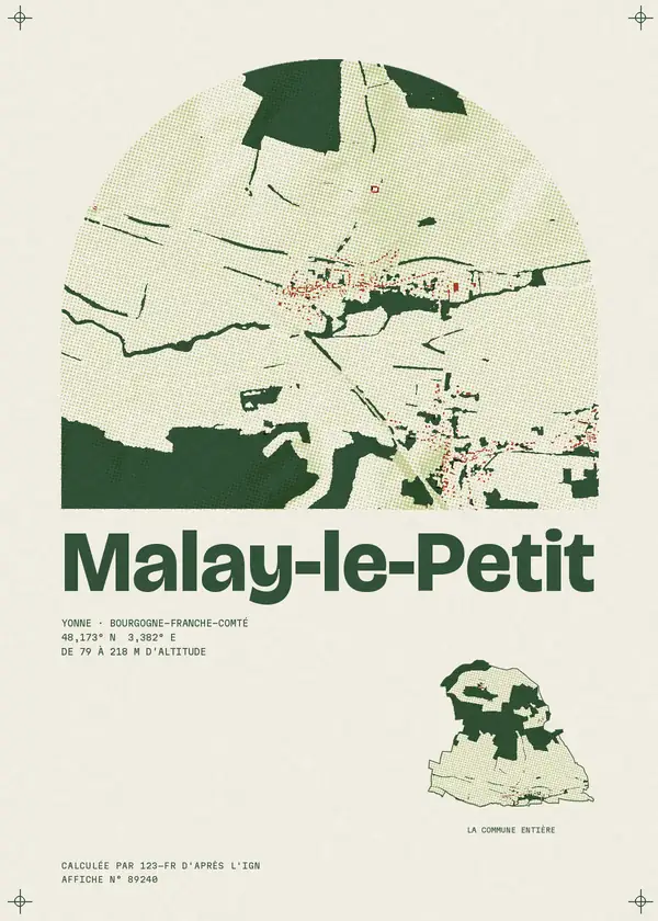 Affiche de Malay-le-Petit, calculée par 123-fr d'après l'IGN