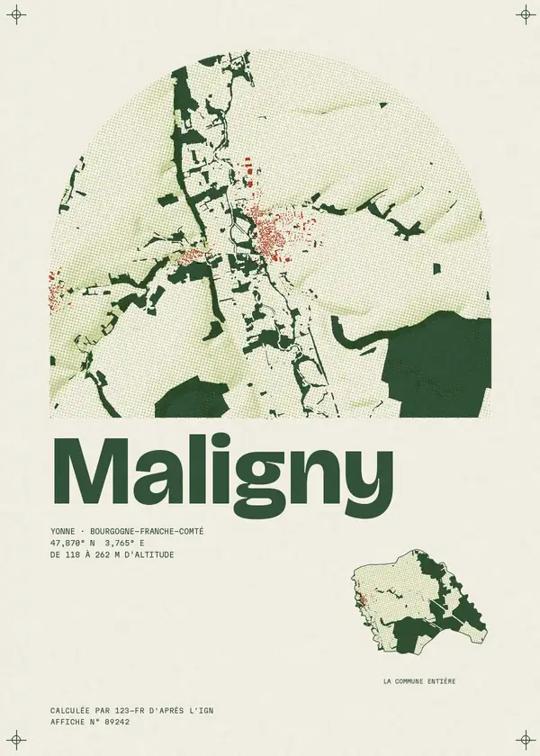 Affiche de Maligny, calculée par 123-fr d'après l'IGN