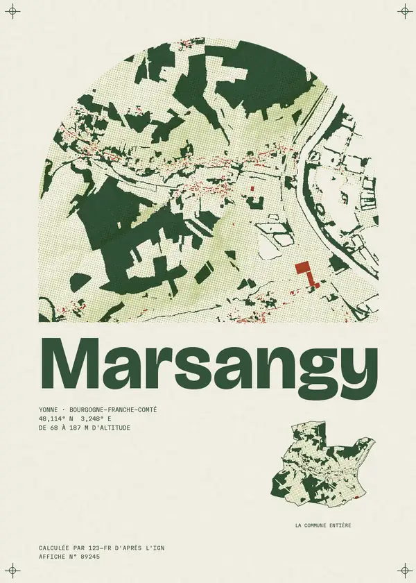 Affiche de Marsangy, calculée par 123-fr d'après l'IGN
