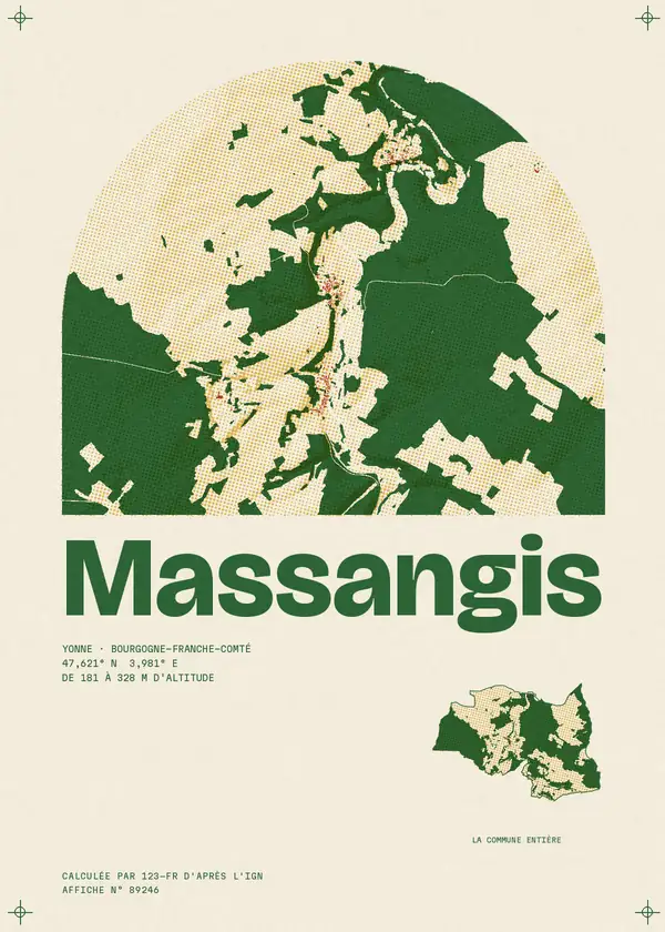 Affiche de Massangis, calculée par 123-fr d'après l'IGN