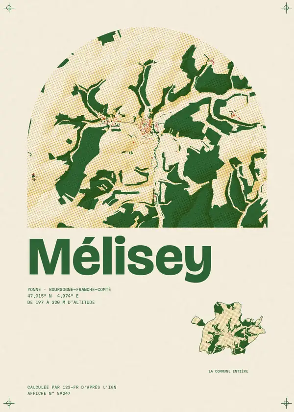 Affiche de Mélisey, calculée par 123-fr d'après l'IGN