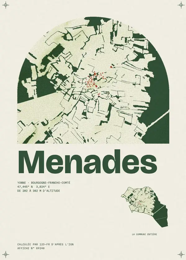 Affiche de Menades, calculée par 123-fr d'après l'IGN