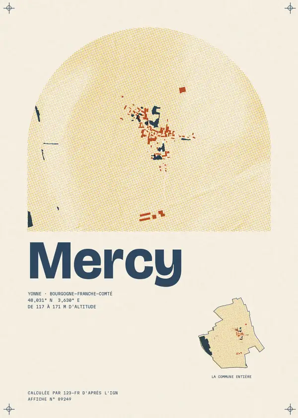 Affiche de Mercy, calculée par 123-fr d'après l'IGN