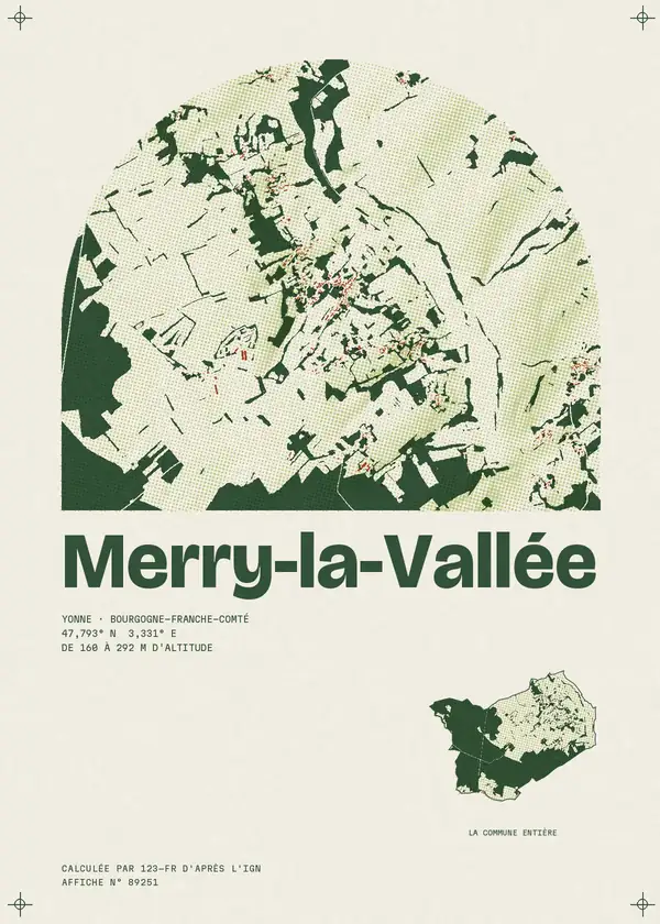 Affiche de Merry-la-Vallée, calculée par 123-fr d'après l'IGN