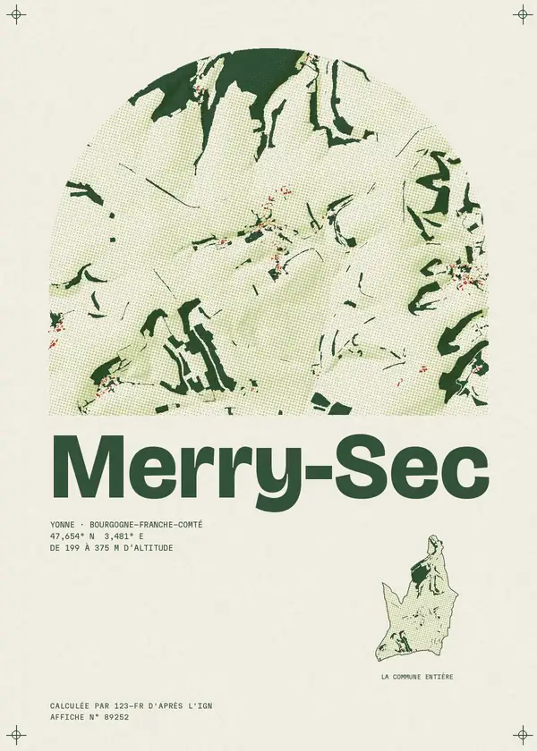 Affiche de Merry-Sec, calculée par 123-fr d'après l'IGN