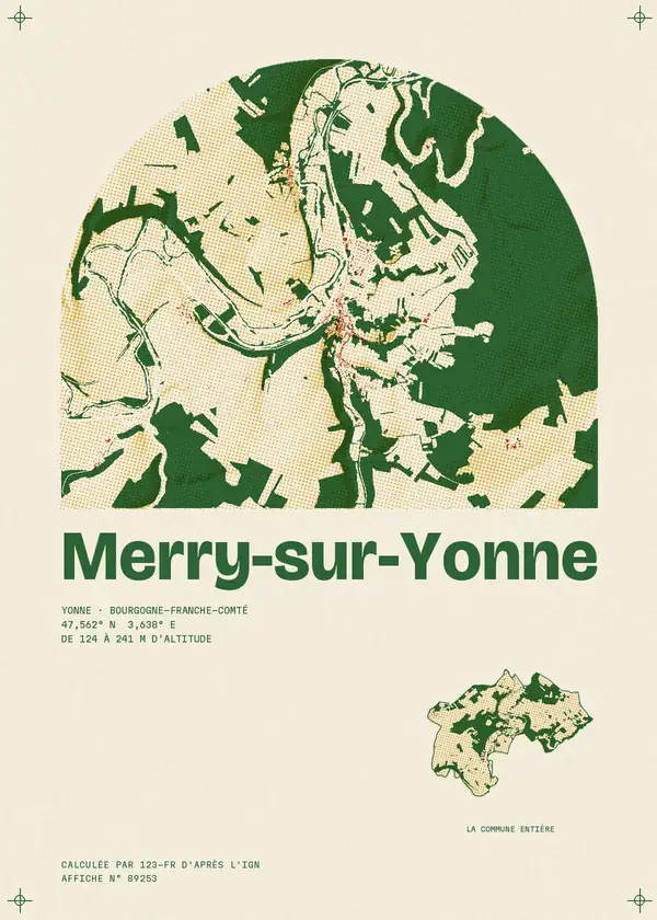 Affiche de Merry-sur-Yonne, calculée par 123-fr d'après l'IGN