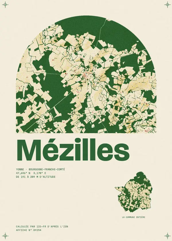 Affiche de Mézilles, calculée par 123-fr d'après l'IGN
