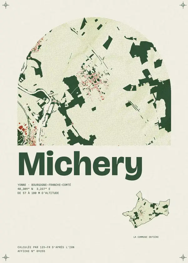 Affiche de Michery, calculée par 123-fr d'après l'IGN