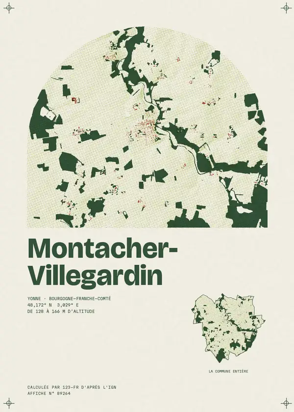 Affiche de Montacher-Villegardin, calculée par 123-fr d'après l'IGN