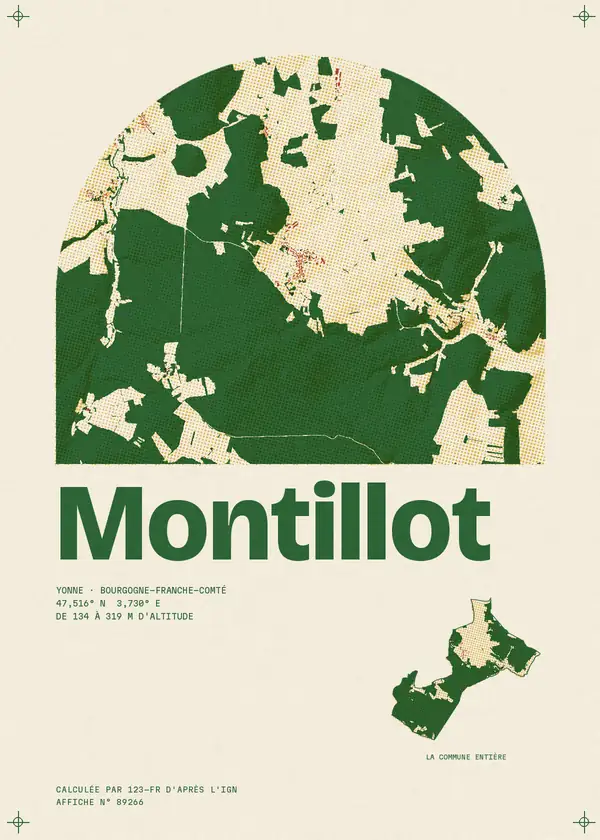 Affiche de Montillot, calculée par 123-fr d'après l'IGN