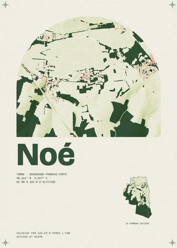 Affiche de Noé, calculée par 123-fr d'après l'IGN