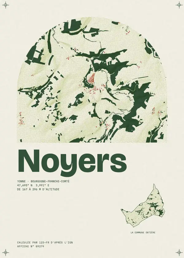 Affiche de Noyers, calculée par 123-fr d'après l'IGN