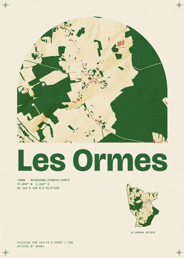Affiche de Les Ormes, calculée par 123-fr d'après l'IGN