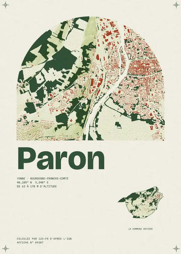 Affiche de Paron, calculée par 123-fr d'après l'IGN