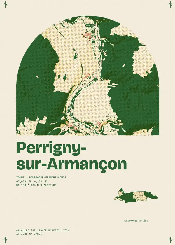 Affiche de Perrigny-sur-Armançon, calculée par 123-fr d'après l'IGN