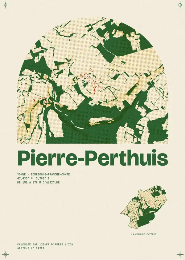 Affiche de Pierre-Perthuis, calculée par 123-fr d'après l'IGN