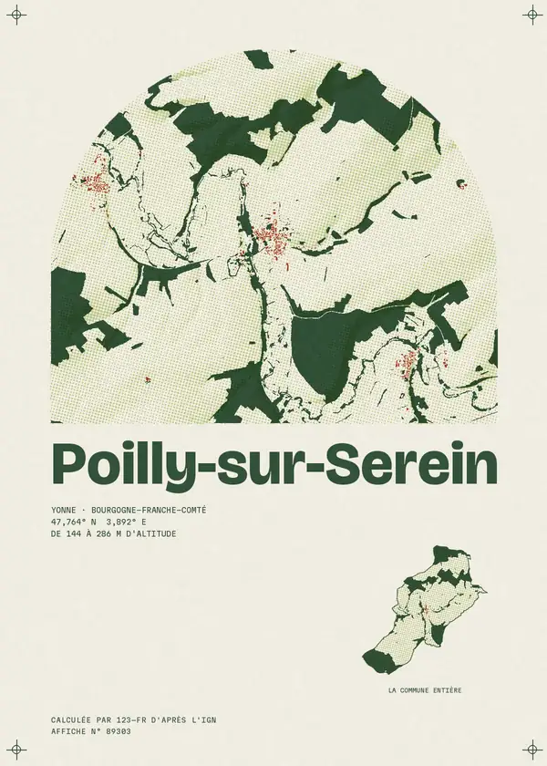 Affiche de Poilly-sur-Serein, calculée par 123-fr d'après l'IGN