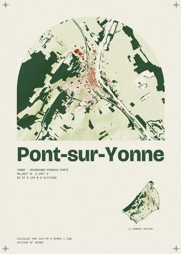 Affiche de Pont-sur-Yonne, calculée par 123-fr d'après l'IGN