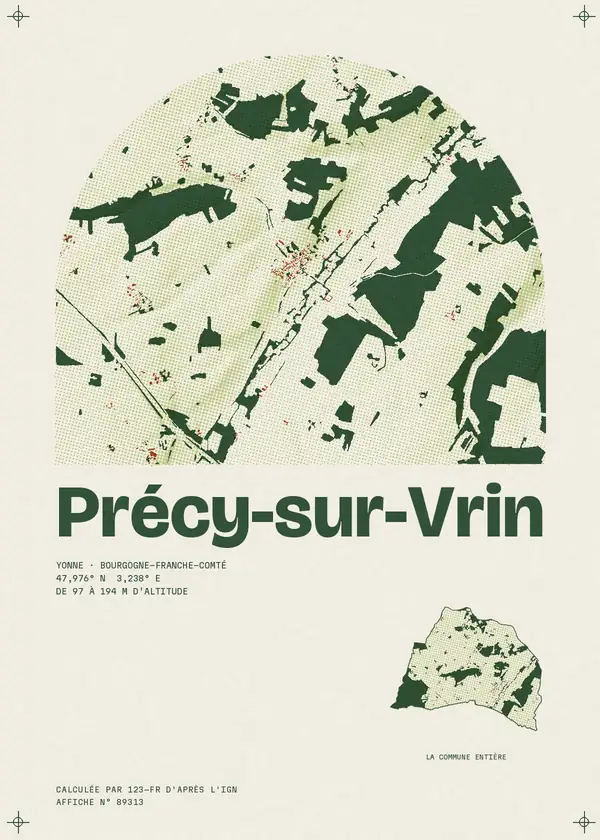 Affiche de Précy-sur-Vrin, calculée par 123-fr d'après l'IGN